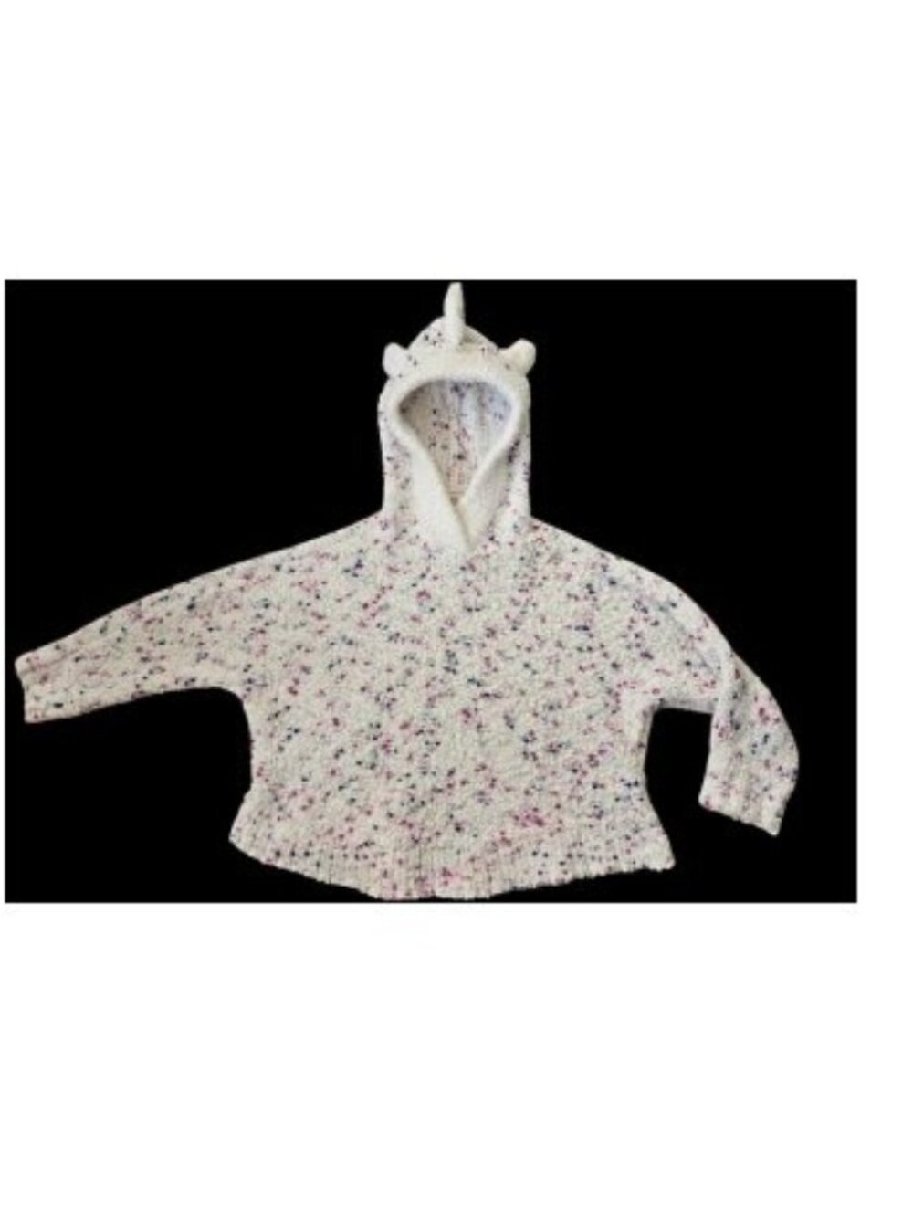 CAT & JACK White Chenille Unicorn Hooded Pullover Girls Size 5T